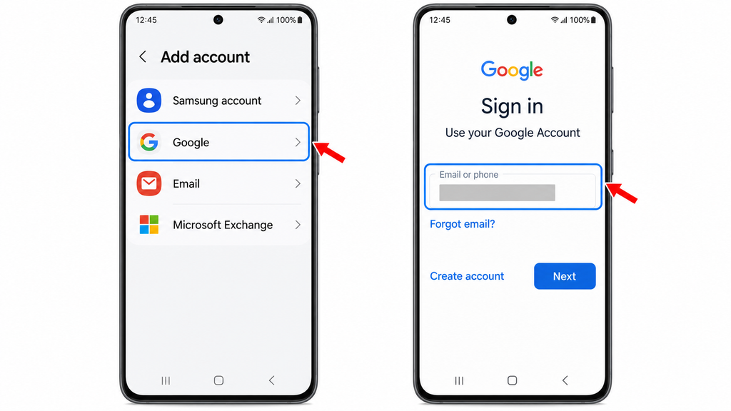 Adding the Google Account used for WhatsApp backup to the replacement Android phone.