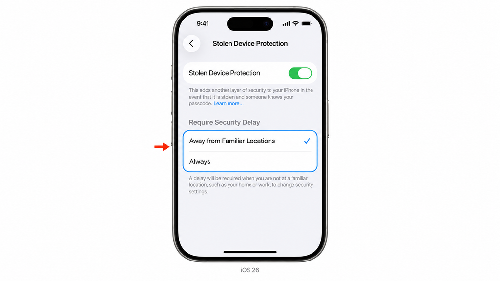 Checking when an iPhone requires a security delay.