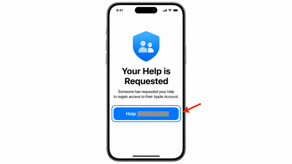 Tapping Help on the recovery contact’s iPhone when Your Help is Requested appears.